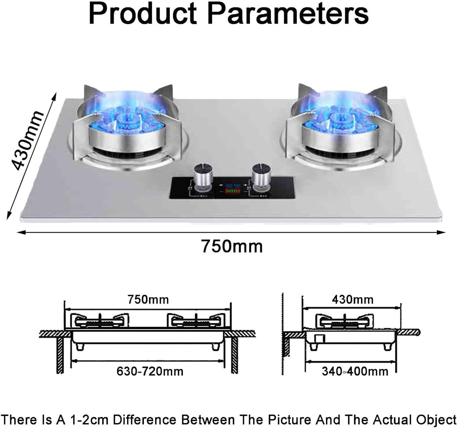 2 Burner Gas Cooker, 5.2KW Stainless Steel Stove, 180 Minutes Timing, Natural Liquefied Fire, Easy To Clean(NG)(Lpg)