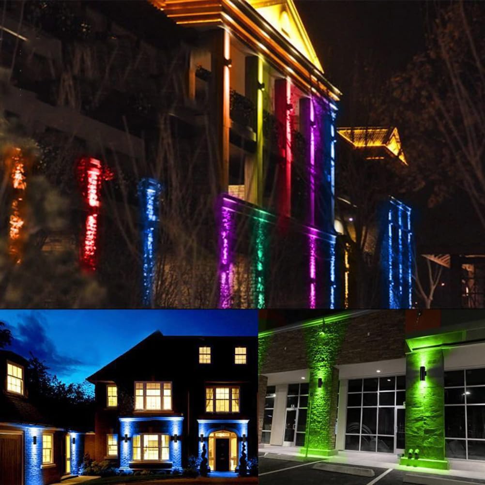 LED Wandlampe Aussen IP65 wasserdichte mit Fernbedienung Wandleuchte RGB 20W Farbwechsel 4 Modi 16 Farben Up Down Dimmbar Aluminium Wandleuchte für Wohnzimmer Treppenhaus Flur Balkon Garten