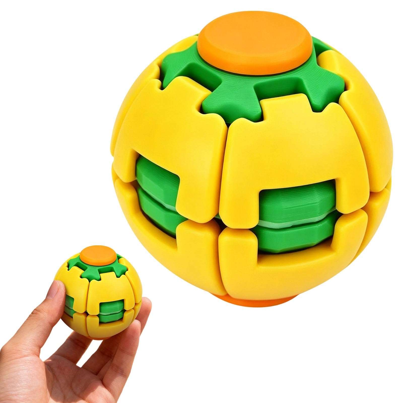 Fidget Spinner, Fidget Toys - 2 In 1 Press & Auto Rotate Decompression Toy, Dual Form Freely Switchable, Pocket Portable Fidget Spinner For Anxiety Relief (Yellow-Green)