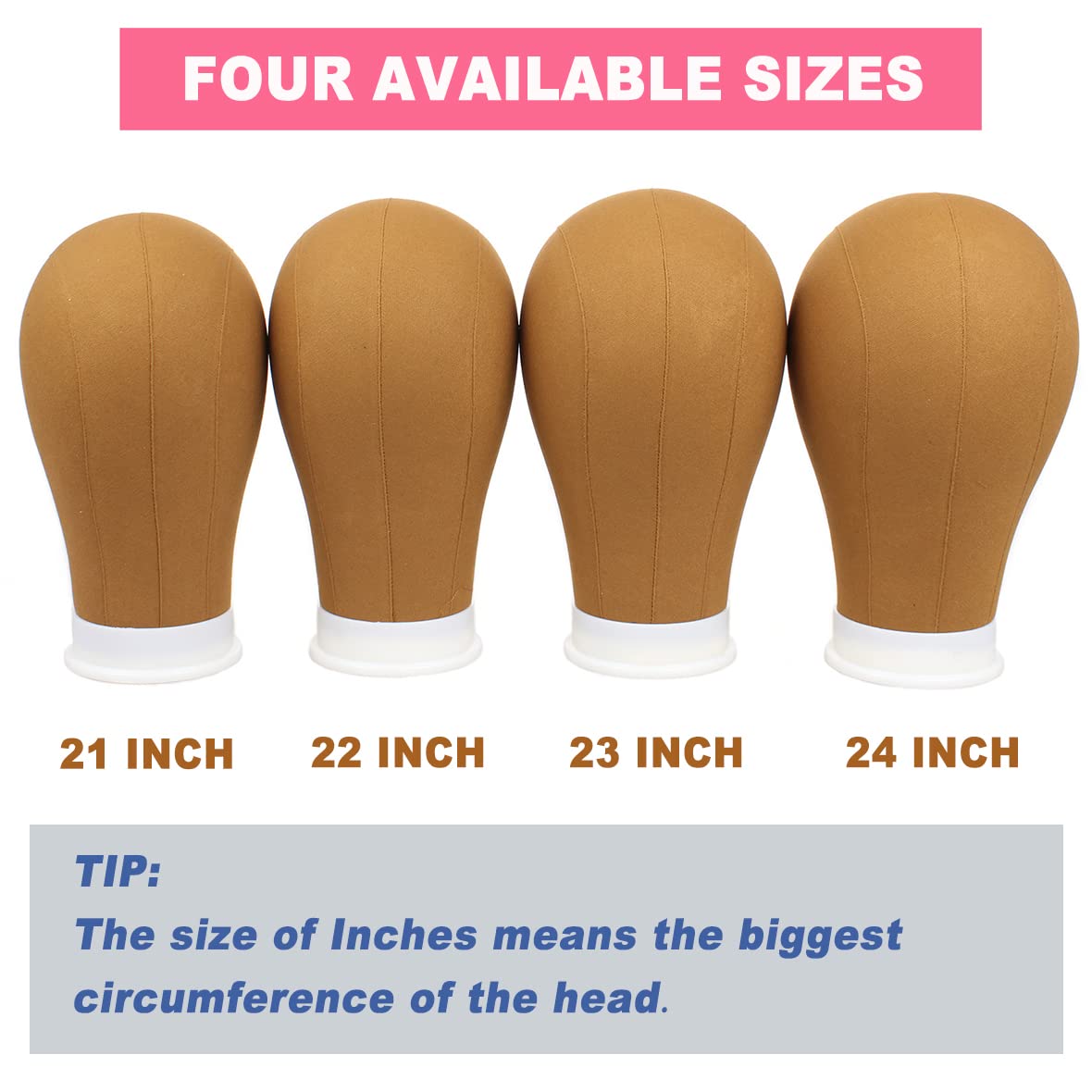 Leeven 21"-24" Wig Head With Stand for Making, Display, Styling - Canvas Block Head Mannequin Head With C-clamp, Cap, Hair Line T Pins - Brown Poly 24 Inch