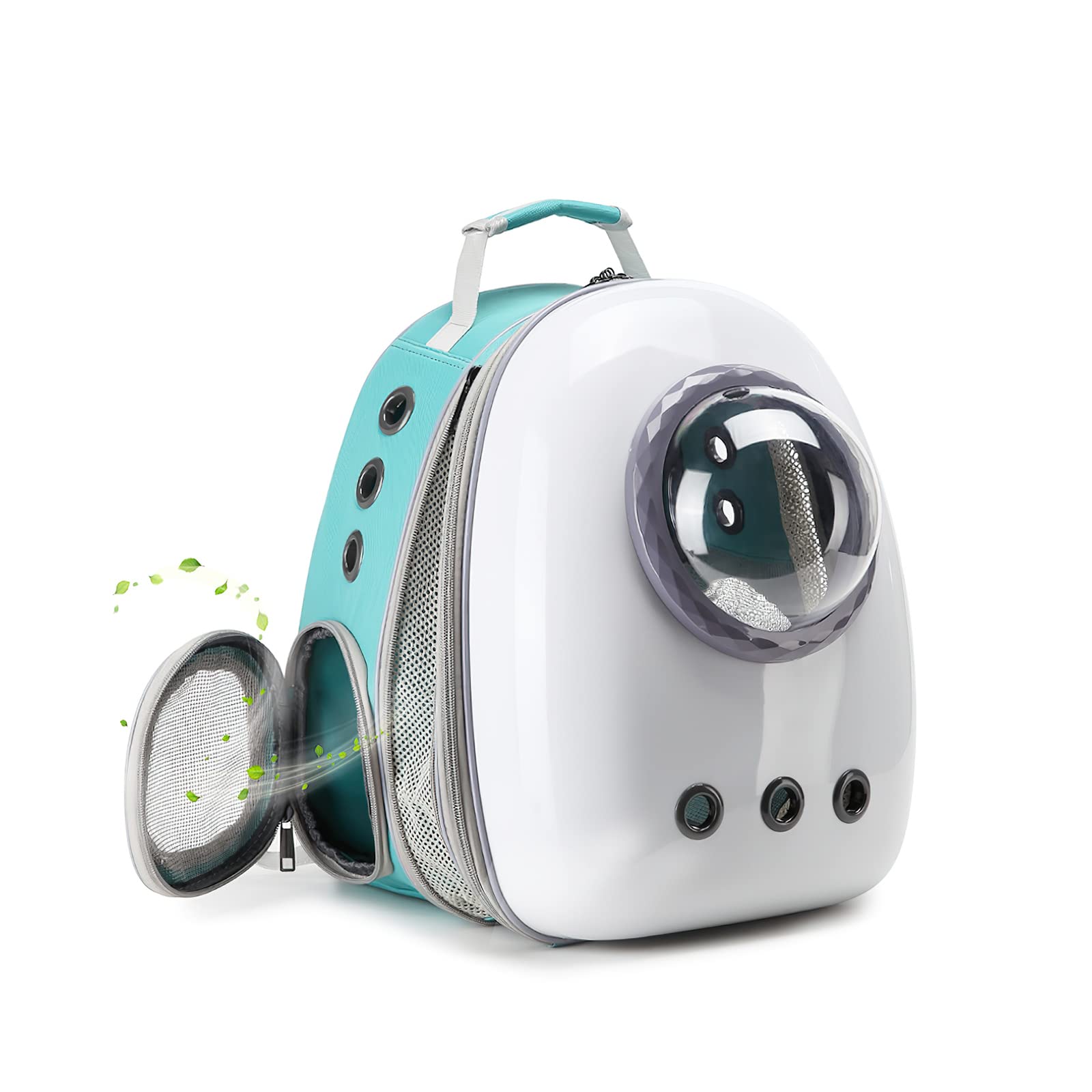 Galatée Zaino Per Gatti, Zaino Per Animali Espandibile, Zaino Per Animali Domestici Capsula Spaziale, Zaino Per Animali Domestici Trasparente Impermeabile, Zaino Portatile Per Cuccioli(Bianco + Verde)
