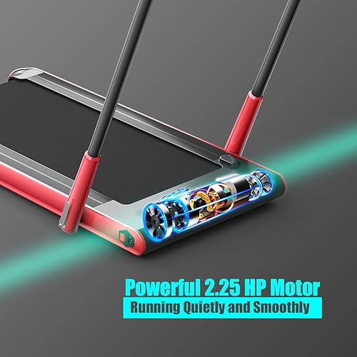 Miniatura 5 de Gymax Cinta de correr plegable, máquina eléctrica con dientes azules y pantalla LED, máquina portátil para caminar debajo del escritorio para el