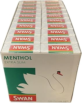 Swan Menthol Extra Slim Filter Tips 120s x 20 Packs = 2400 Filter Tips Full Box