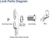 Vista 7 de 1 paquete de cerraduras de gabinete con llaves, cerradura de leva de 5/8" con llave similar, cerradura de repuesto para cajones seguros, gabinete