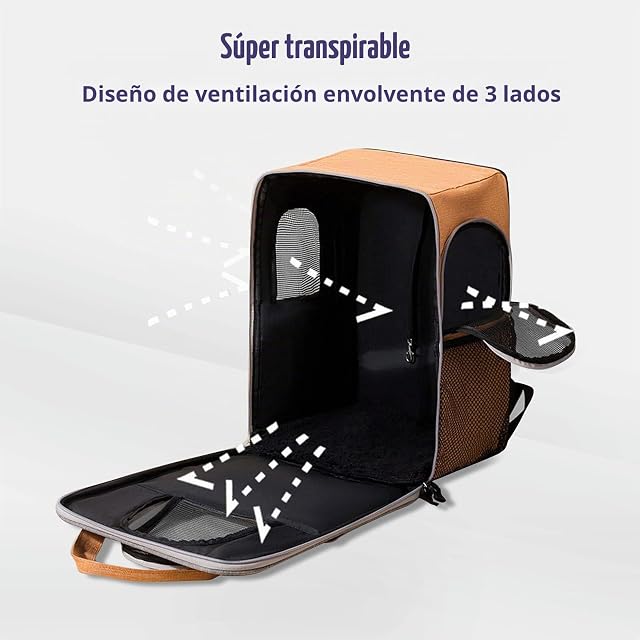 Foto 5 de 8 de PETCUTE Mochila Transportín Gato,Mochilas para Gatos y Perro Bien Ventilado con Correa de Seguridad…