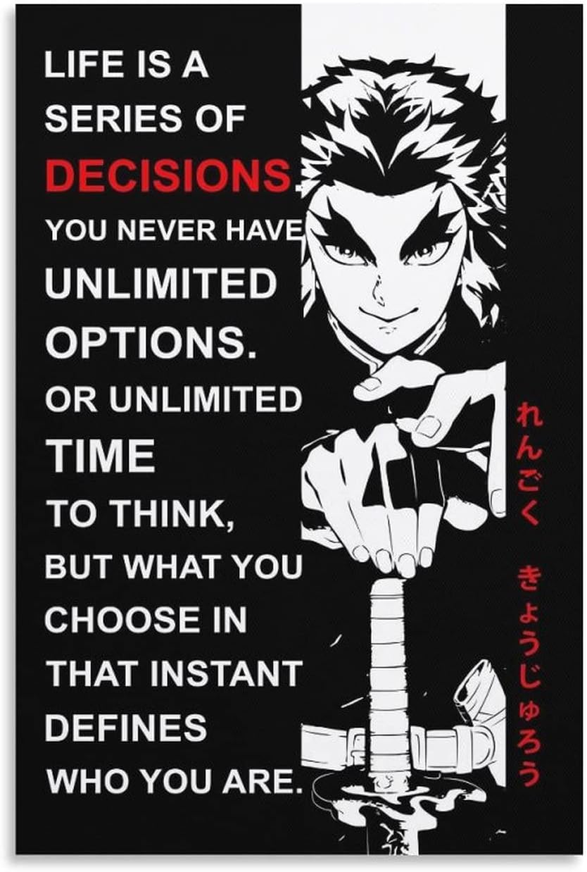kotian Kyojuro Rengoku Anime Quote Poster Print on Canvas Canvas Art Poster and Wall