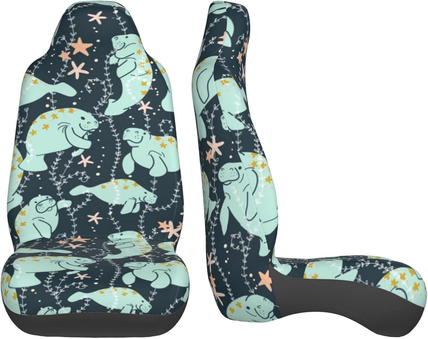 Manatee Car Seat Covers Front Seat Protectors Bucket Cover Universal Fit for Car Truck SUV (A Set of 2)