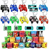 48 Jeu Vidéo Fête Anniversaire Cadeau,comprend 24 Slap Bracelet, 24 Jeu Joueur Porte-clés,Sac Remplisseurs Fête Jeu Vidéo Fournitures Enfants Jeu Vidéo Anniversaire Fête Faveurs