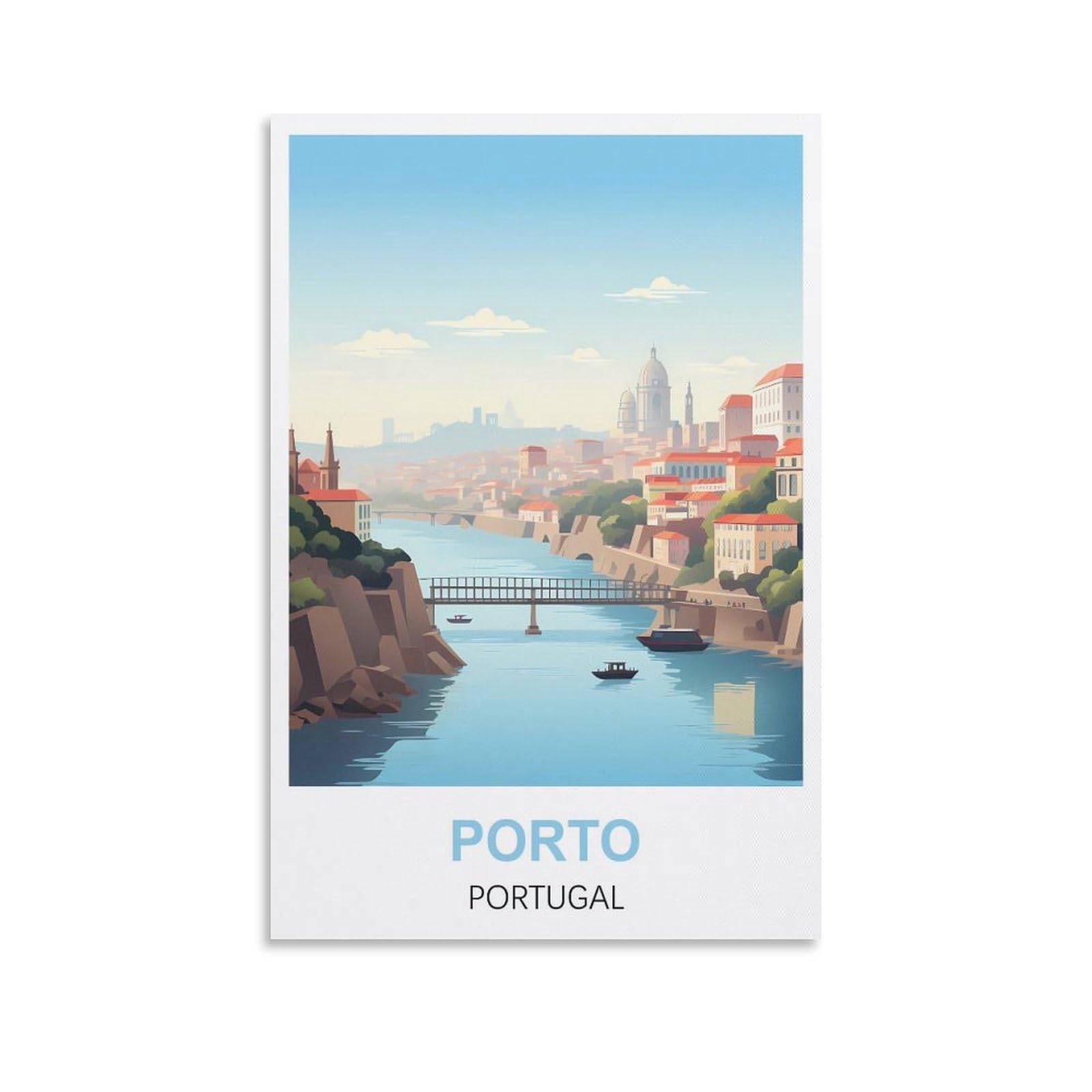 WGMDOEE Porto Portugal Vintage Travel Posters 24x36inch(60x90cm) Canvas Poster Living Room Wall Art Home Decor