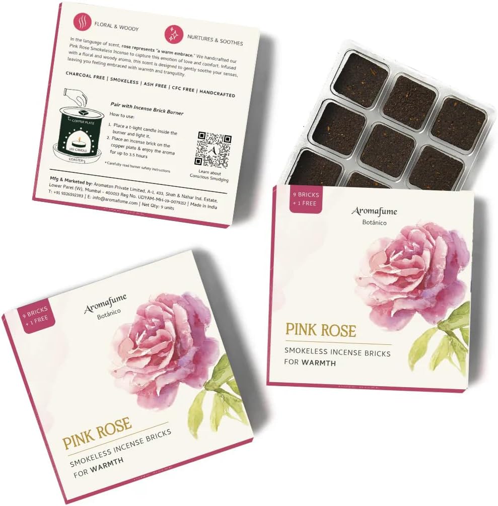 Pink Rose Smokeless Incense Bricks with Rose, Aromafume