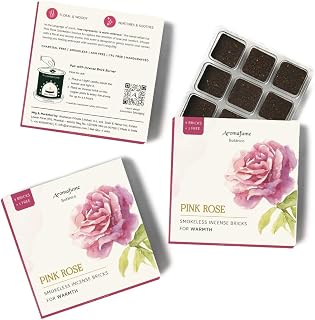 Aromafume Pink Rose Incense Bricks (3 Trays x 9 Pieces Each) | Ideal for Romance, Sensuality, Lifting Vibrations, Preparation for Prayer, Relaxation & Rituals, Temple & Mosque | Refill Pack