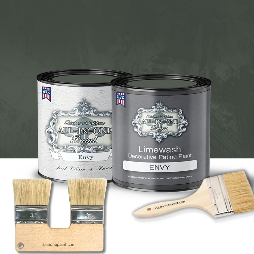 ALL-IN-ONE Limewash Paint, 2 Quart Paint Bundle and Tool Kit