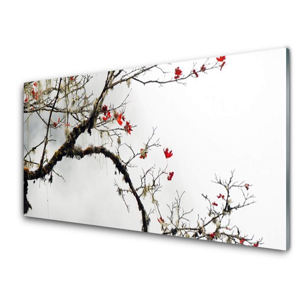 Tableau déco mural moderne Tulup en verre trempé 100x50cm - Motif nature suspendu