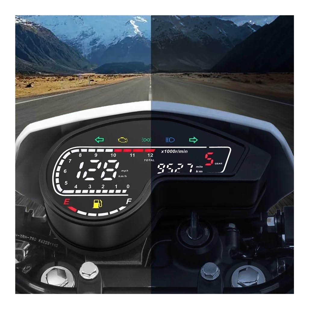 Drehzahlmesser 12V Universal Motorrad Digitaler Drehzahlmesser Außenborder 12000rpm Tacho Dashboard Mit Licht