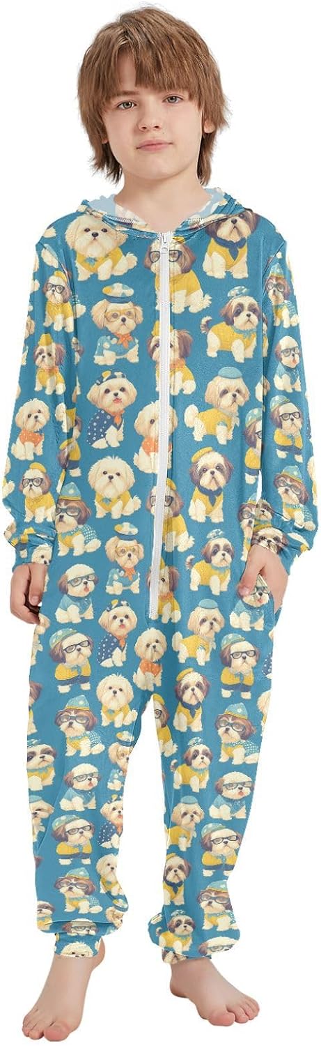 Pajama Cute Soft Hooded Loungewear Sleepwear for Unisex 4-14Y