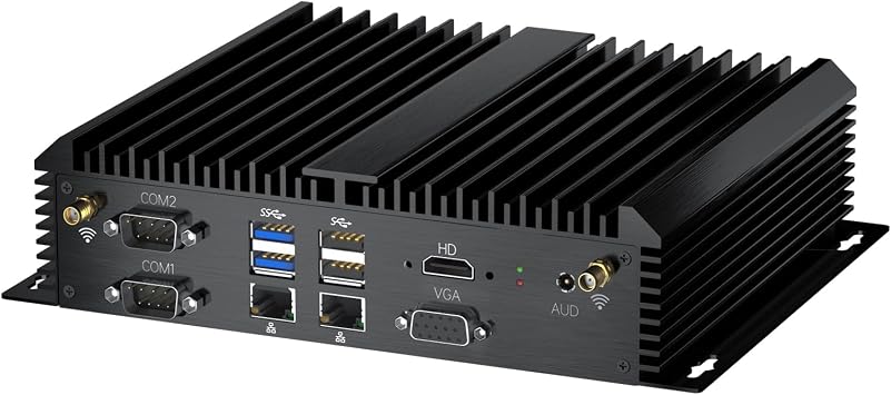 Thdeukoty Industrial PC Fanless Mini PC Core i5-8250U Max 3.4GHz 8GB DDR4 Memory 128GB SSD Windows 11 Pro RS232x6 Dual 2.5G LAN HDMI VGA 4K Support Auto Power On