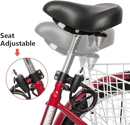 Vista 24 de PEXMOR Triciclo para adultos de 7 velocidades, 24/26 pulgadas, 3 ruedas, triciclo para adultos, triciclo para adultos, triciclo para Negro