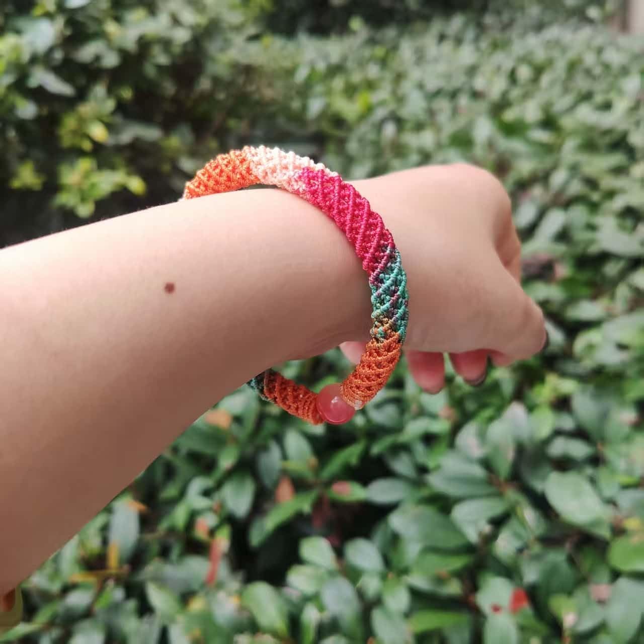 Unique Macrame Bracelet for Women, Elastic Stretch Fit, Galaxy Dyed Thread - Image 2