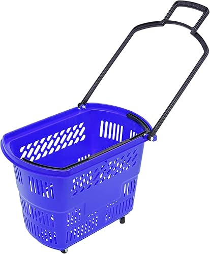 Miniatura 7 de Carrito de compras de 6 piezas, moderno carrito de compras de 35 l9.2 galones con ruedas y asa, cesta de compras de PP independiente carrito de