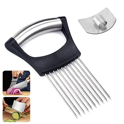 Onion Holder, Best Utensils Stainless Steel Onion Holder,Multipurpose Kitchen Tool Vegetable Potato Cutter Slicer,Aid Gadget Cutting Chopper