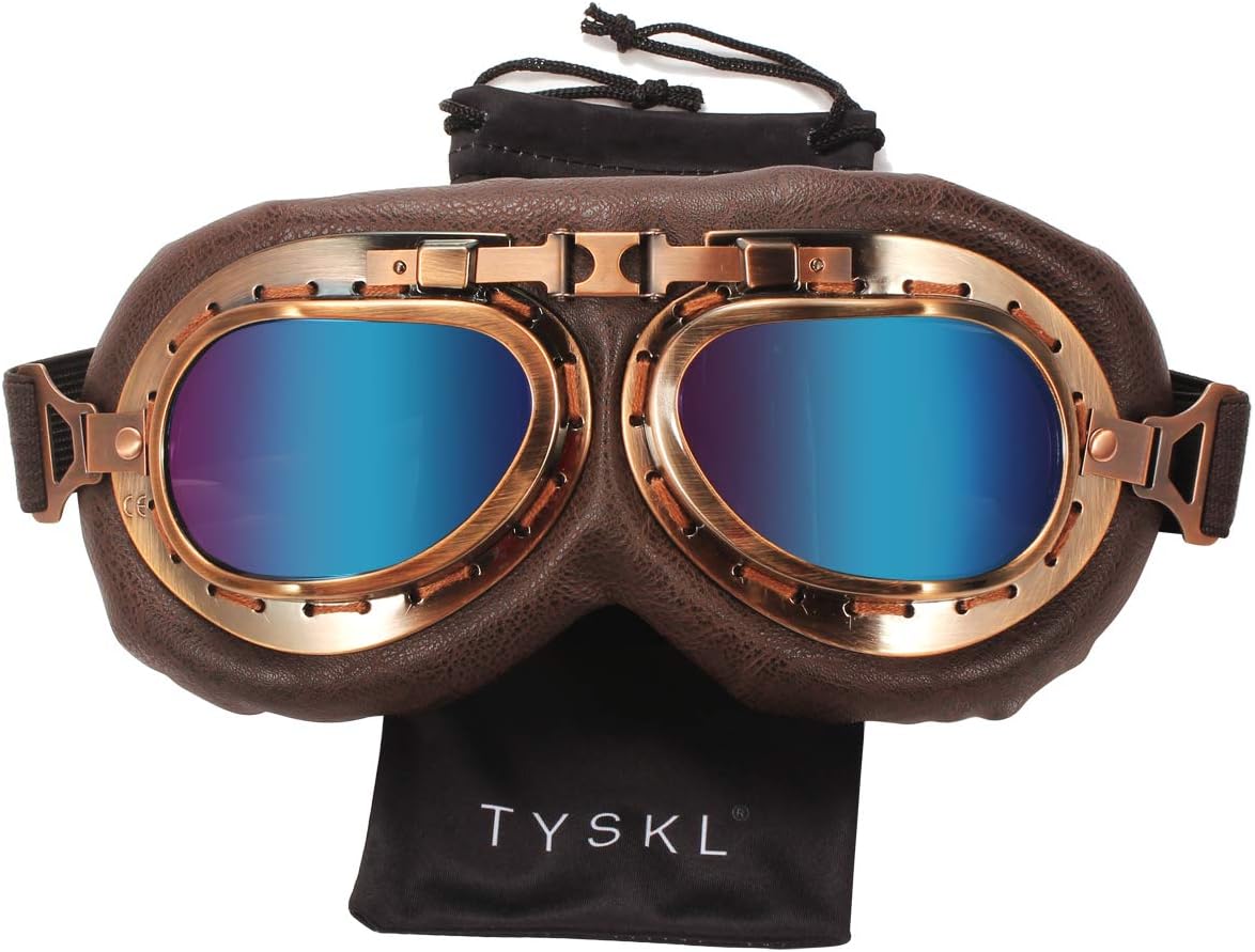 TYSKL Retro Pilot Motorcycle Goggles Fog-proof Warm Goggles ATV Bike Motocross Glasses Protective Eyewear