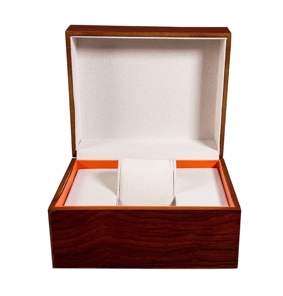 HVMBEUGOS Watch Box Watch Display Organizer Single Grid Watch Storage Case Wood Gift Box Wristwatch Display Holder With Removable Cushion Watch Storage (Orange 15.5 * 13 * 9.5Cm)