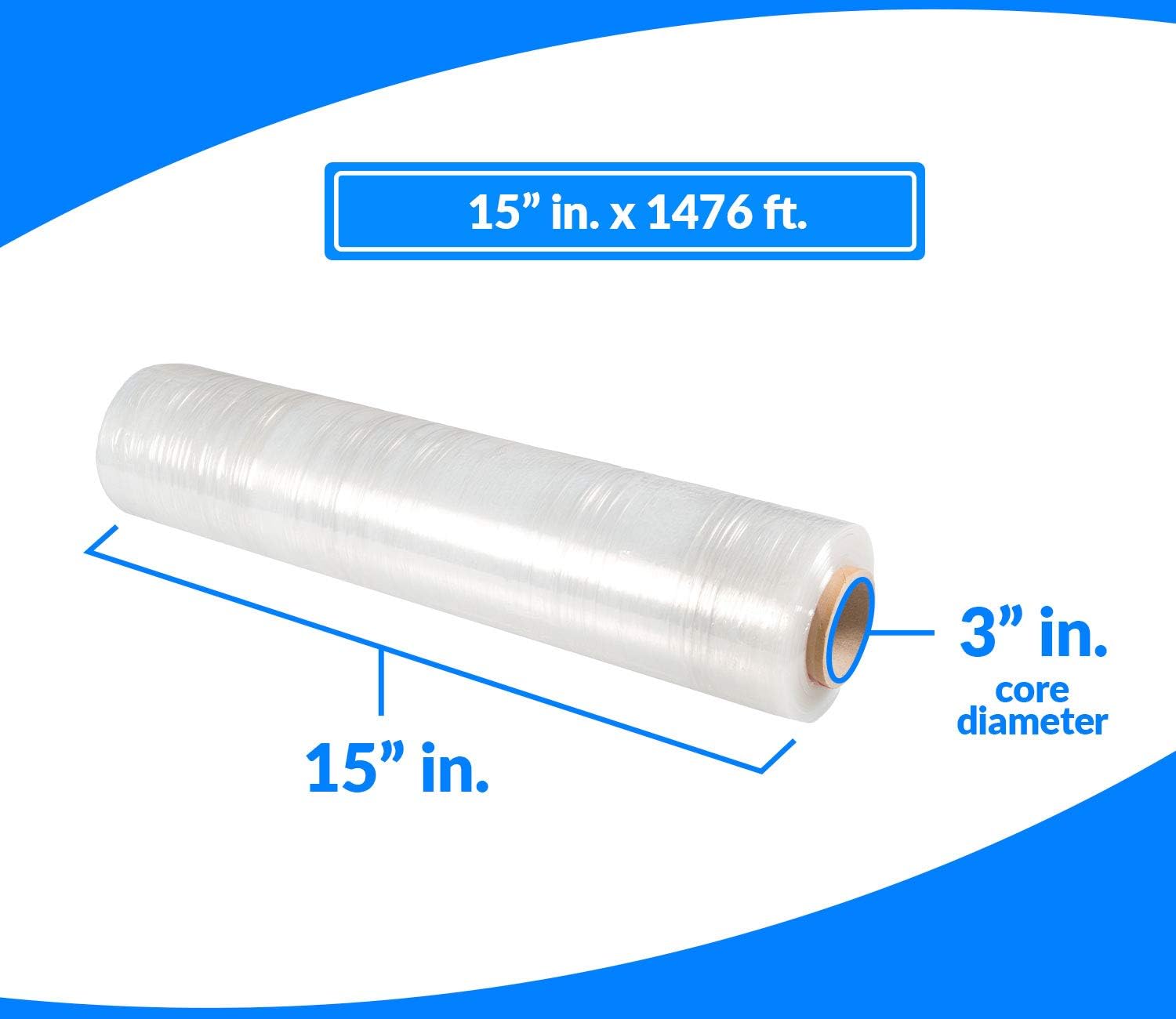 Reli. 15" Stretch Wrap, Pre-Stretched (2 Rolls, 1476 ft/roll) Clear Stretch Wrap for Moving/Pallet Wrap Stretch Film (Made in USA) Clear Shrink Wrap Plastic Film for Packaging/Moving (15 inch) : Office Products