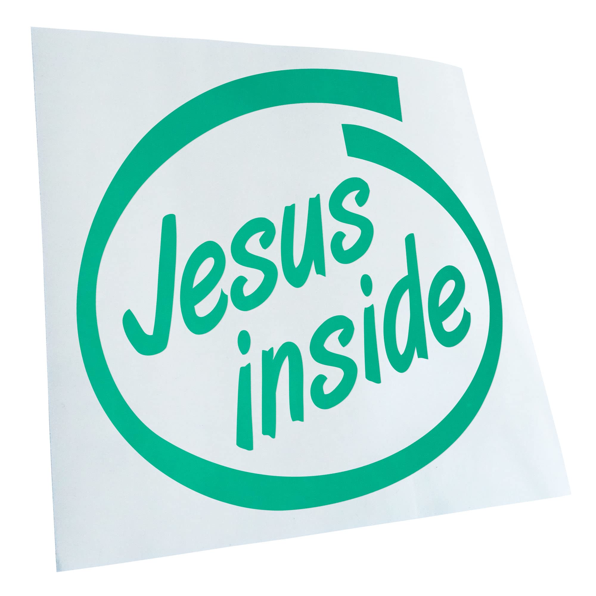 Kiwistar - Car Sticker - Turquoise - 10 x 10 cm Jesus Inside Car Sticker for Car, Laptop, Bicycle, Truck, Motorcycle, Multicoloured JDM Decal Racing