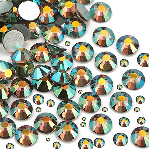 Dowarm 2650 Pieces Glass Flatback Rhinestones, 6 Sizes 1.5mm - 6.5mm, Glue Fix Flatback Crystals for Crafts Nail Face Art Clothes Jewelry, Round Loose Gemstones (Ghost Shiny)