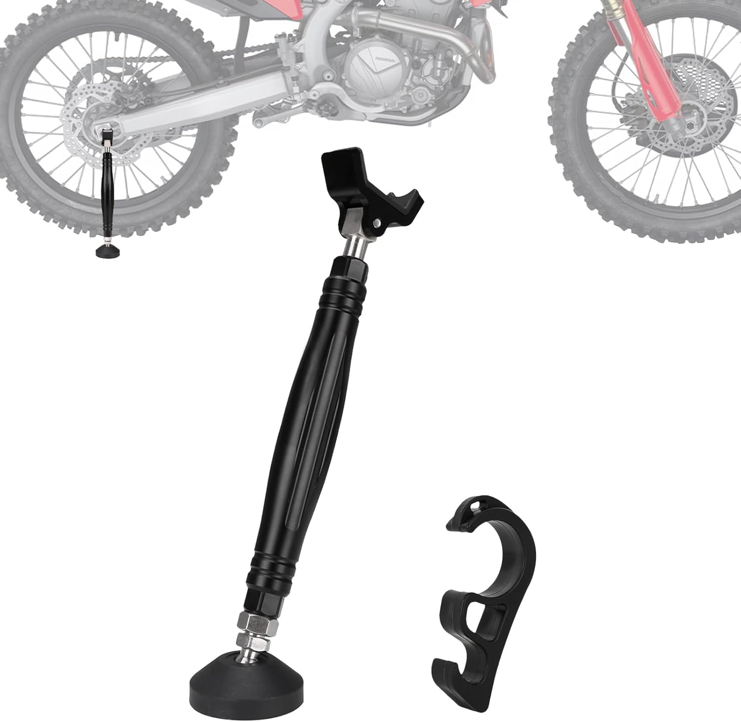 Motorcycle Wheel Lift Stand Front and Rear Easy Portable Jack Stand Chain Cleaning Maintenance Tool Adjustable for Most Motorcycles, with Brake Buckle