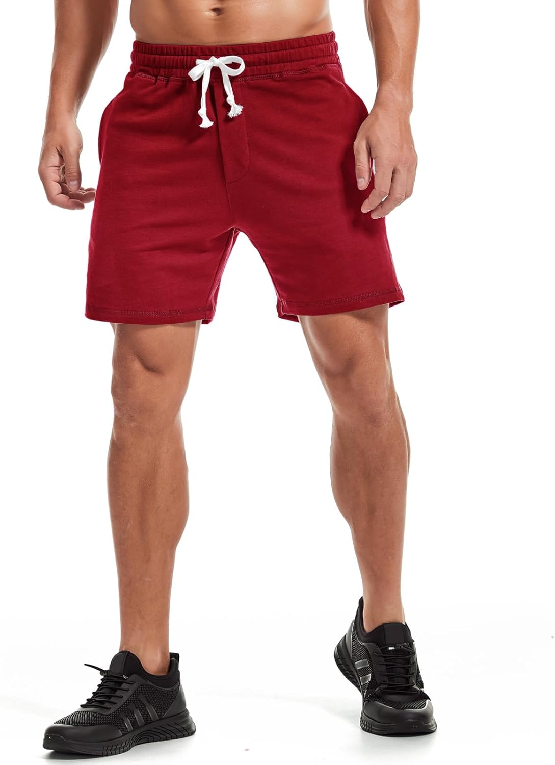 AMY COULEE Mens Athletic Workout Shorts 5.5" Cotton Casual Shorts Elastic Waist Joggers Sports SweatShorts - Image 2