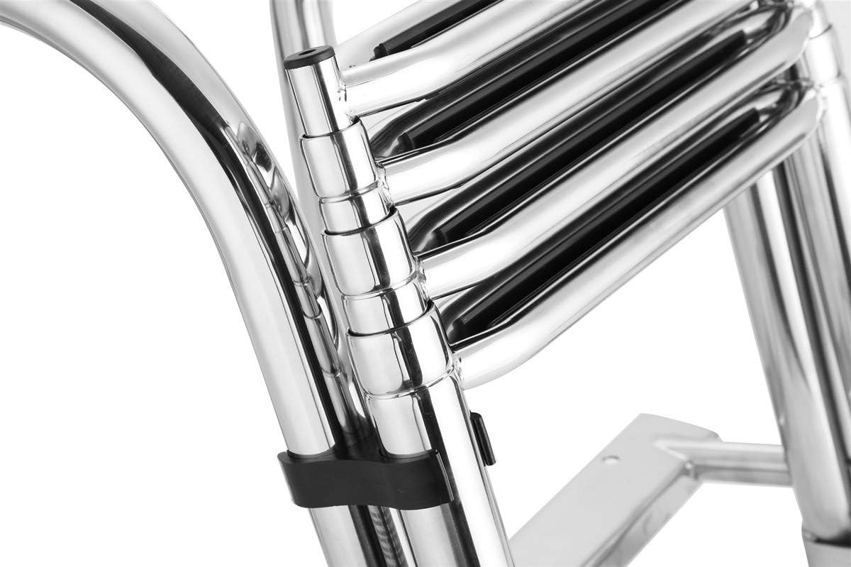 Weyleity 4 Steps Removable Premium Stainless Folding Rear Entry Pontoon Pool Boat Ladder : Sports & Outdoors