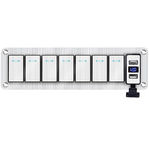 Vista 22 de Panel de interruptor basculante de aluminio de 8 bandas, panel de interruptor de 12 V/24 V, 3 pines de encendido/apagado, panel de interruptor