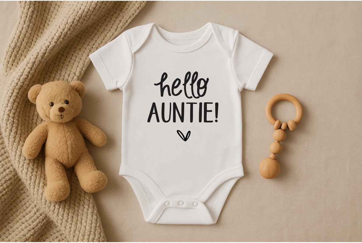 Bump and Beyond Designs Hello Auntie Infant Bodysuit, Baby Pregnancy Announcement Gift - Image 2