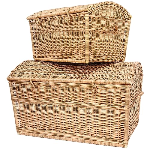 Panier en osier de 60 cm et 80 cm, en forme de pirate, coffre en osier, rangement pour couvertures, livres, jouets ou autres objets