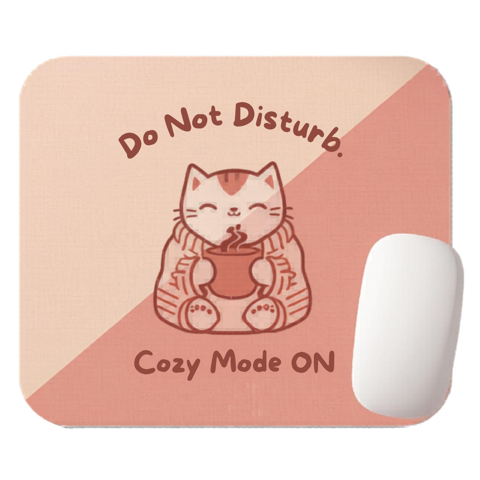 Cute Cat Mouse Pad for Desk | Non-Slip Rubber Base | Funny Cat Mousepad for Office, Home & Gaming | Washable Fabric Top | 25 x 21 cm | 3mm Thick (Cozy Mode ON)-image-27