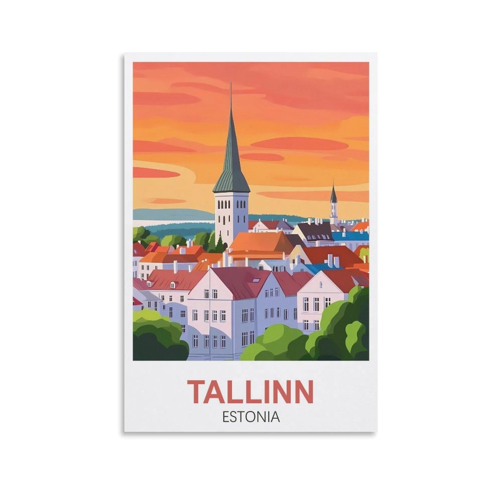 YMQWJYLW Tallinn Estonia Vintage Travel Poster 12x18inch(30x45cm) Canvas Printing Home Decor Wall Art Prints