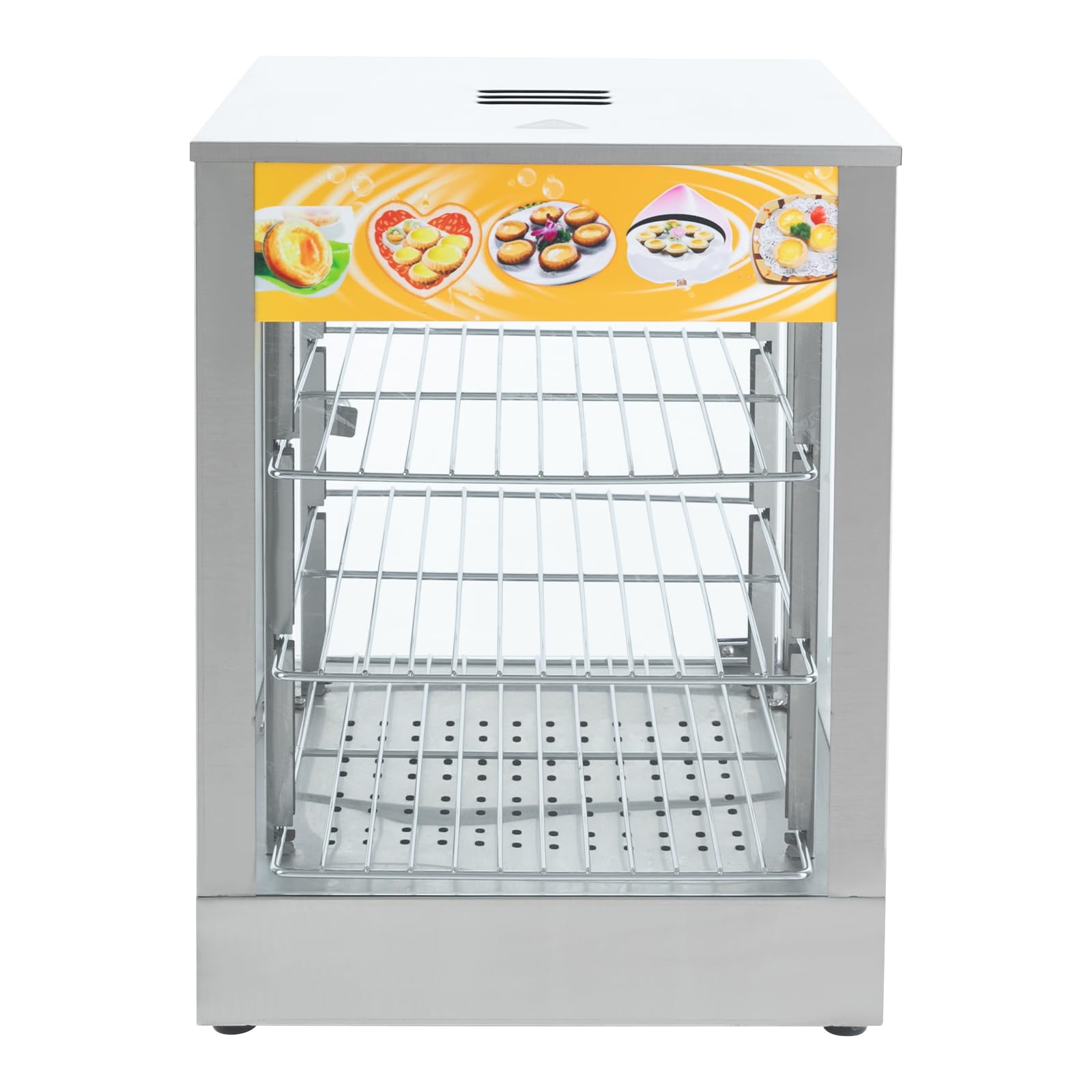 3-Tier Electric Commercial Food Warmer, 800W Food Display Warmer with Temperature Gauge, LED Lighting Food Warming Cabinet Removable Shelves for Restaurant, Buffet, Pastry Display Case