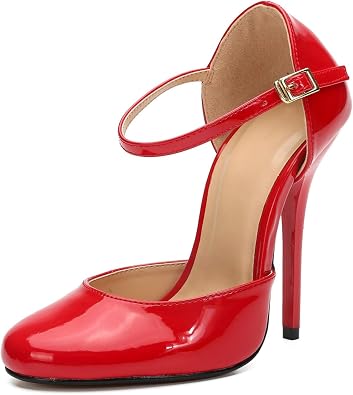 MAIERNISI JESSI Unisex Mens Womens DOrsay Pumps, Ankle Strap Stiletto Heels, Round Toe, 5.1 Inch Heel