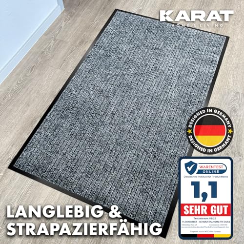 KARAT Schmutzfangmatte Dura - 90 x 120 cm, Anthrazit - Fußmatte mit Rutschfester Rückseite - Türmatte für Eingangsbereich - Fußabtreter, Sauberlaufmatte, Türvorleger