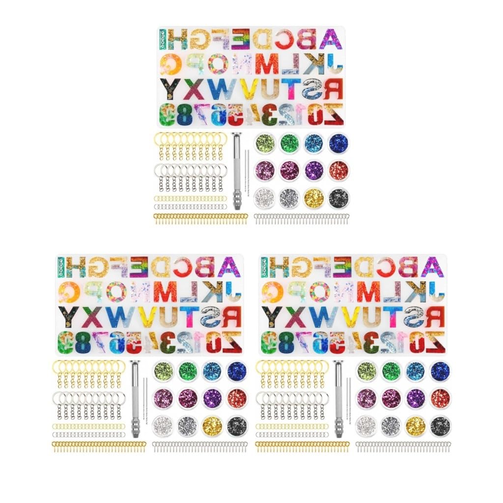 Juego de 3 moldes de silicona con 12 lentejuelas hechos a mano para llaveros y manualidades