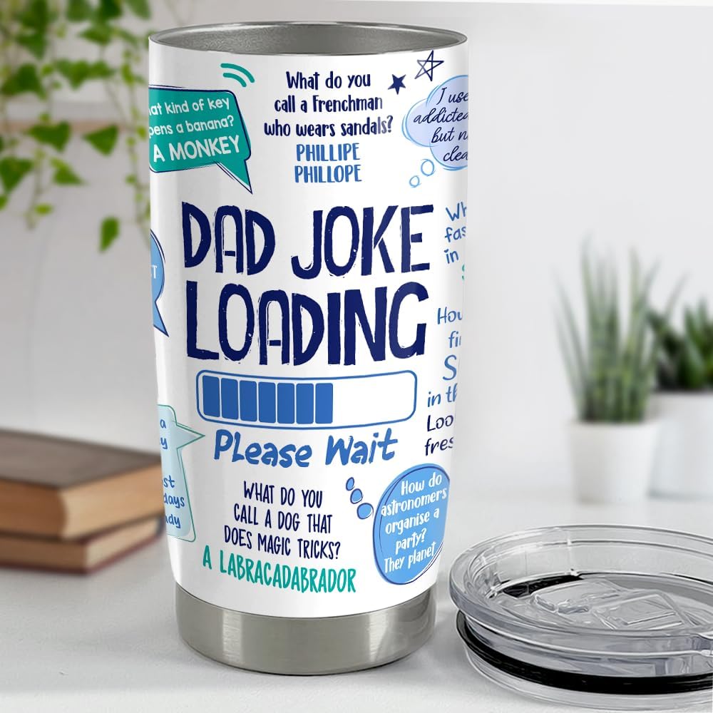 SANDJEST Tumbler For Dad 20oz Dad Jokes Stainless Steel Insulated Tumblers Coffee Travel Mug Funny Cup Gift for Dads Father Papa Birthday Christmas - Image 4