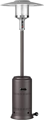 Fire Sense Kaffee Performance Series l Patio Heater with Wheels | Uses 20 Pound Propane Tank | 46,000 BTU Output | Electronic Ignition System | Weighted Base | Portable Outdoor Heat Lamp