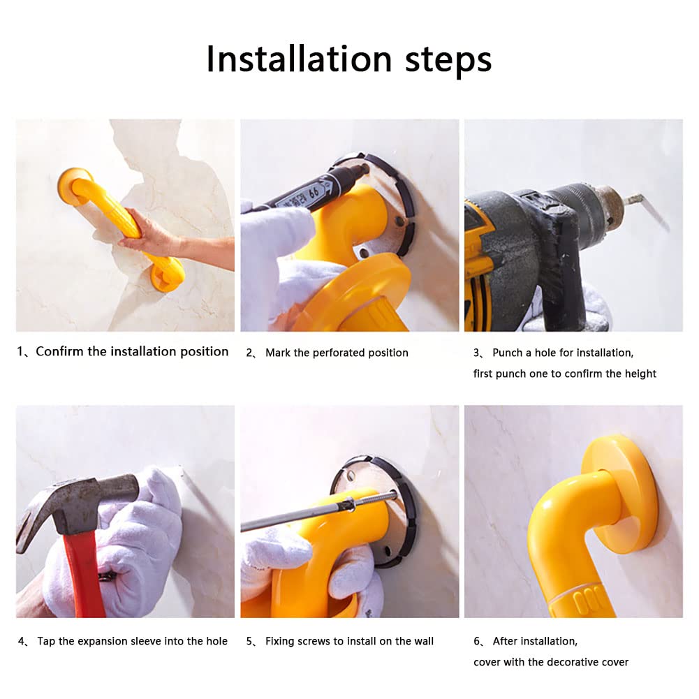 asideros para baño, Barras de Agarre Antideslizantes for Baño, Pasamanos de Acero Inoxidable con Acabado Chapado en Plástico, Manija de Seguridad, Toallero con Agarre for Pared de Ducha for Personas M