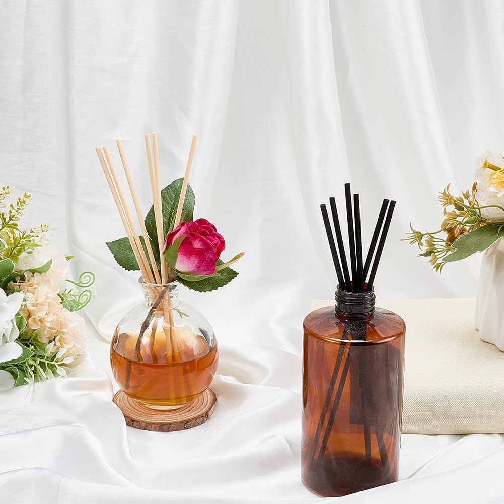 50Pcs 2 Colors 7 Inch Diffuser Reeds Sticks Thick Black Fibre Reed Diffuser Sticks Bulk 18cm x 4mm Oil Replacement Diffuser Refill Sticks for Bedroom Home Essential Oil Aromatherapy Scent