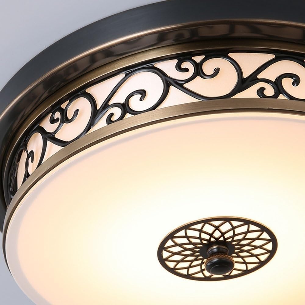 LED Flush Mount Retro Round Ceiling Lamp Metal Antique Style Ceiling Lamp Apply To Hallway Stairway Bedroom Kitchen, Black Ceiling Lighting Fixtures,6000k Cool White,50cm/36w