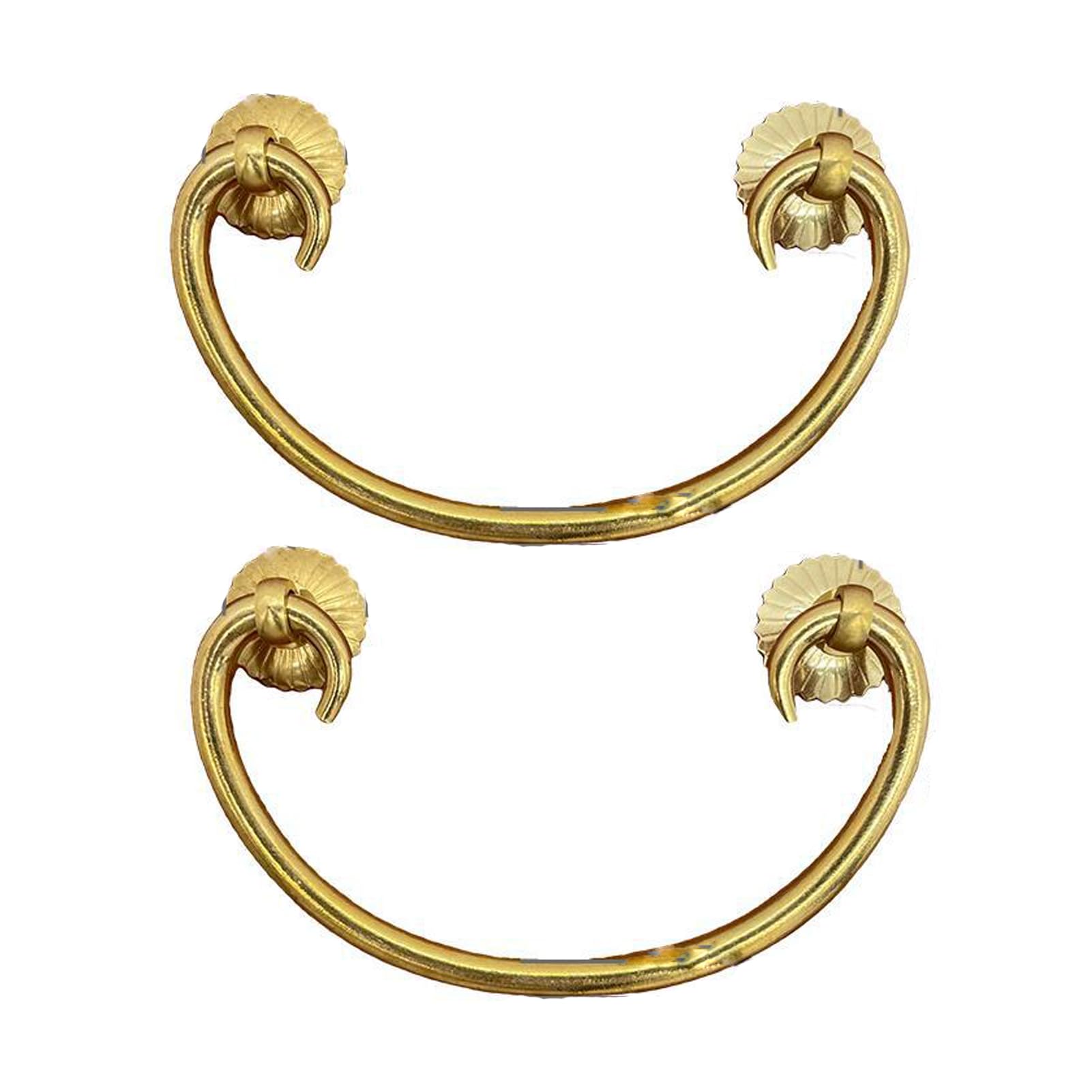 Dswzlqdxb Gold 2 Pieces Dresser Handles With Fist Ring Pull Knobs,Drawer Handles Vintage,Brass Cabinet Pulls Wardrobe Knob Antique Door Levers Door Ring (5.5Cm,)