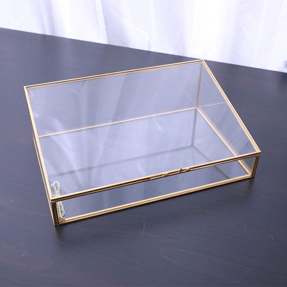 es Transparent Glass European Style Jewellery Chest Dust-Proof Copper Edge Jewelry Display Case Jewelry Box for Women