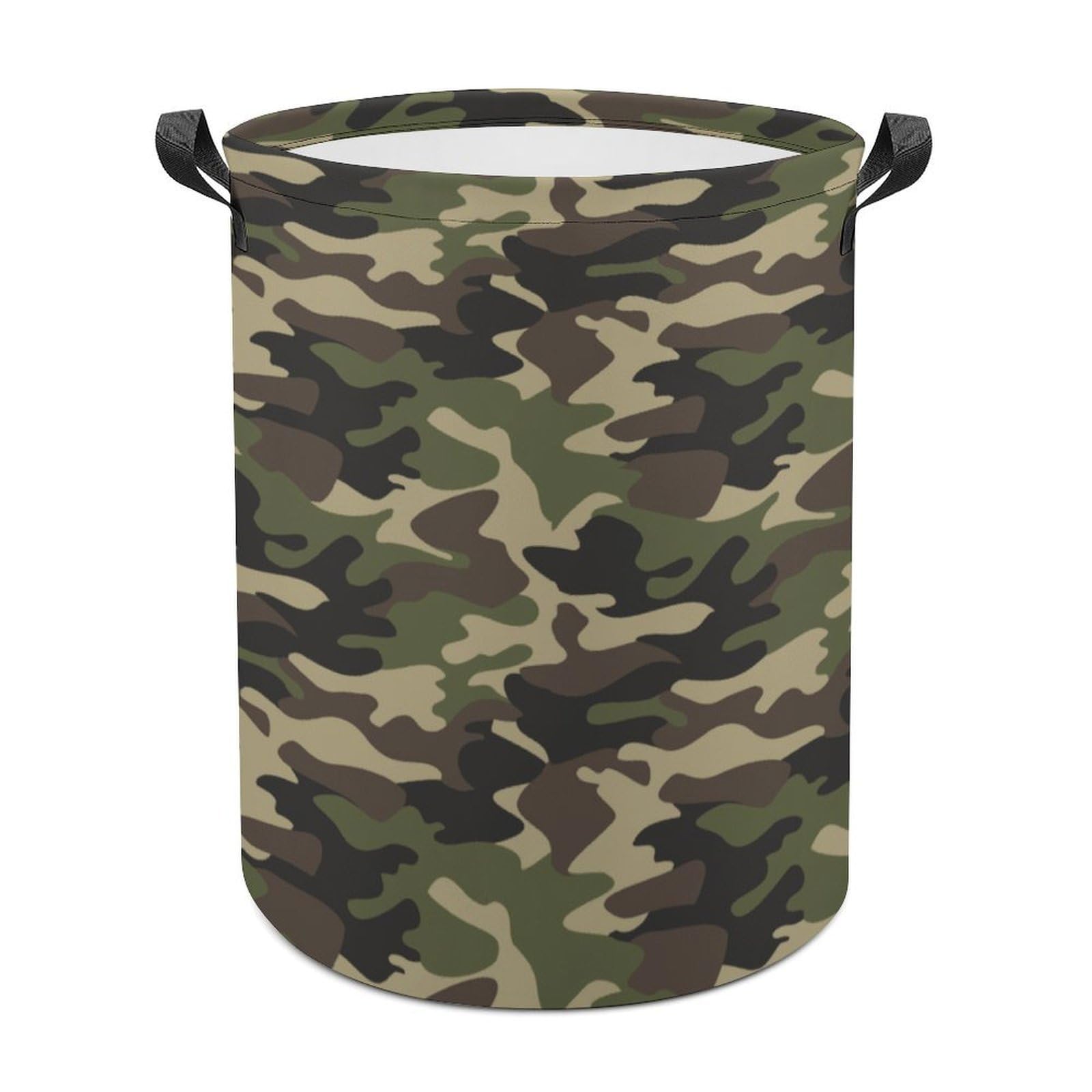 MHYRAC Laundry Hamper, Green Camo Print Laundry Basket, Washing Basket with Handle