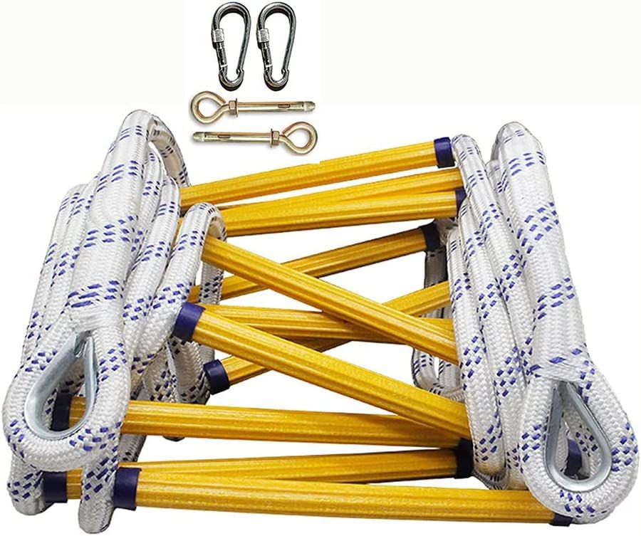 Escalera de cuerda de emergencia para niños y adultos, de despliegue rápido, mosquetones de cuerda de seguridad suave, escalera de escape de 1 piso para rescate de ventana y balcón